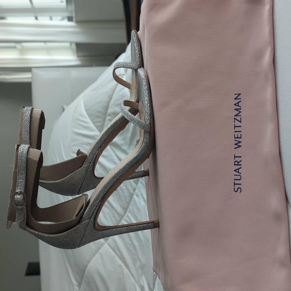 Stuart Weitzman silver heels 6.5